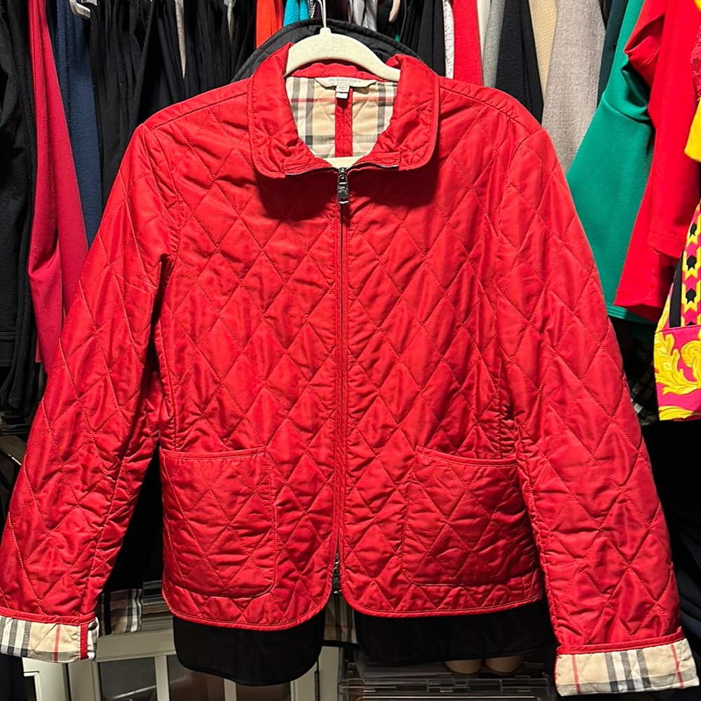 Red Burberry jacket